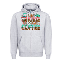 Heather Grey half nurse half coffee Zipper Hoodie - texasbilliewilder