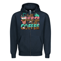 Navy half nurse half coffee Zipper Hoodie - texasbilliewilder