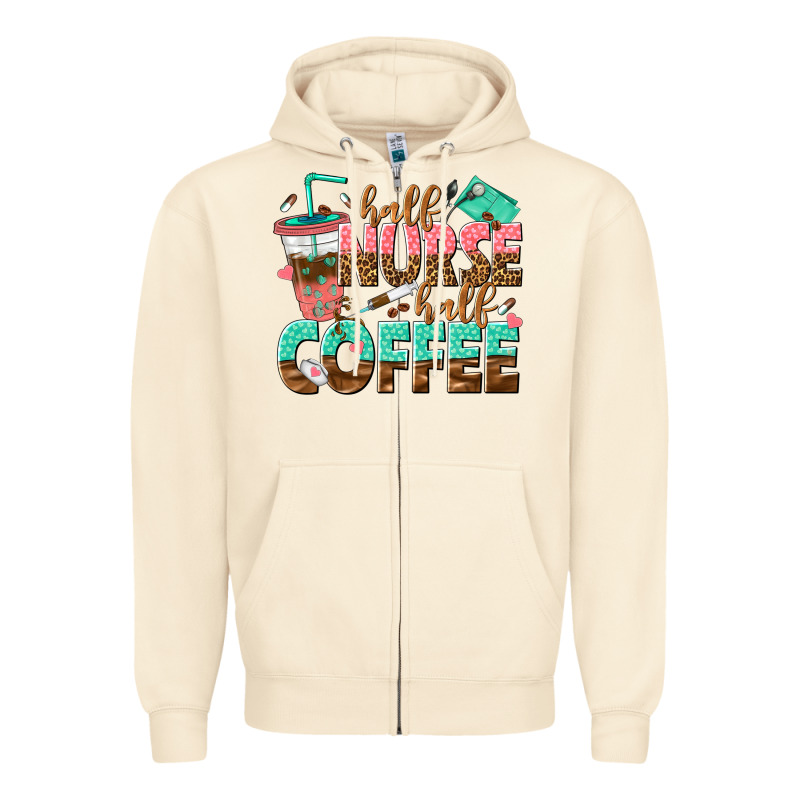 Half Nurse Half Coffee Zipper Hoodie by texasbilliewilder | Teevron