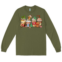 Army Green christmas gingerbread coffee cups Long Sleeve Tee - Zillion Design Studio