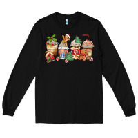 Black christmas gingerbread coffee cups Long Sleeve Tee - Zillion Design Studio