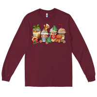 Burgundy christmas gingerbread coffee cups Long Sleeve Tee - Zillion Design Studio