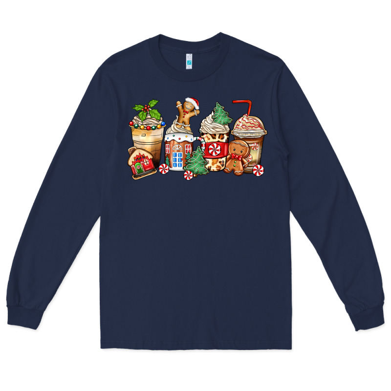 Christmas Gingerbread Coffee Cups Long Sleeve Tee by Zillion Design Studio | Teevron