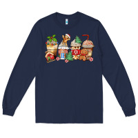 Navy christmas gingerbread coffee cups Long Sleeve Tee - Zillion Design Studio