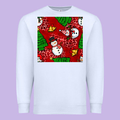 Christmas Snowman And Trees Seamless Pattern Premium Sweatshirt Designed By Bundleandbundleshop