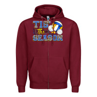 Burgundy tis' the season volleyball Zipper Hoodie - Zillion Design Studio