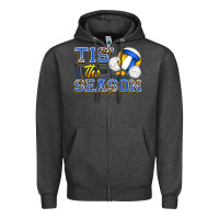 Charcoal Heather tis' the season volleyball Zipper Hoodie - Zillion Design Studio