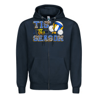 Navy tis' the season volleyball Zipper Hoodie - Zillion Design Studio