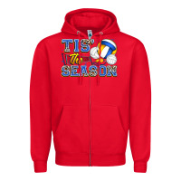 Red tis' the season volleyball Zipper Hoodie - Zillion Design Studio