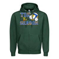 Sports Green tis' the season volleyball Zipper Hoodie - Zillion Design Studio