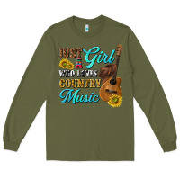 Army Green just a girl who loves country music Long Sleeve Tee - texasbilliewilder