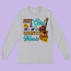 Just A Girl Who Loves Country Music Long Sleeve Tee Designed By Texasbilliewilder