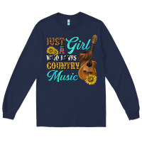 Navy just a girl who loves country music Long Sleeve Tee - texasbilliewilder