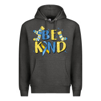 Charcoal Heather be kind Premium Hoodie - MaliasSmallBusiness
