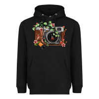 Black floral eucalyptus film roll vintage camera Heavyweight Hoodie - FaDigitalArtStudio
