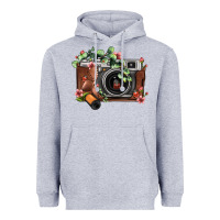 Heather Grey floral eucalyptus film roll vintage camera Heavyweight Hoodie - FaDigitalArtStudio