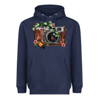 Navy floral eucalyptus film roll vintage camera Heavyweight Hoodie - FaDigitalArtStudio