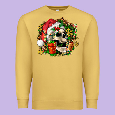 Christmas Skull And Gift Premium Sweatshirt Designed By Adodesignshop