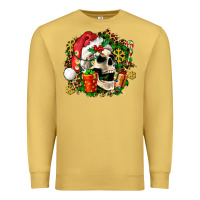 Antique Gold christmas skull and gift Premium Sweatshirt - AdoDesignShop