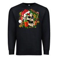 Black christmas skull and gift Premium Sweatshirt - AdoDesignShop