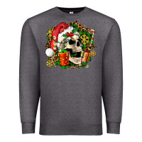 Charcoal Heather christmas skull and gift Premium Sweatshirt - AdoDesignShop