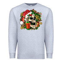 Heather Grey christmas skull and gift Premium Sweatshirt - AdoDesignShop