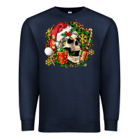 Navy christmas skull and gift Premium Sweatshirt - AdoDesignShop