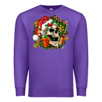 Purple christmas skull and gift Premium Sweatshirt - AdoDesignShop