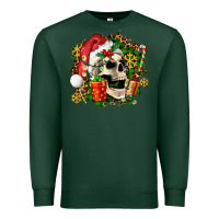 Sports Green christmas skull and gift Premium Sweatshirt - AdoDesignShop