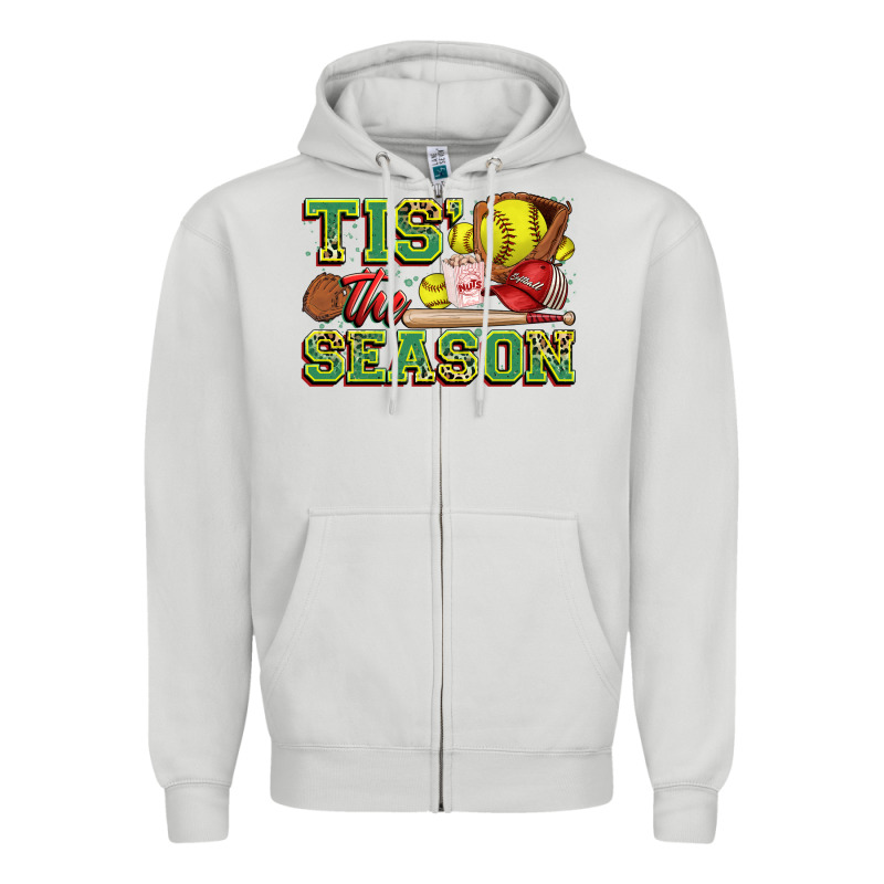 Tis' The Season Softball Zipper Hoodie by Zillion Design Studio | Teevron