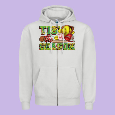 Tis' The Season Softball Zipper Hoodie Designed By Zillion Design Studio