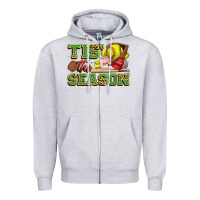 Heather Grey tis' the season softball Zipper Hoodie - Zillion Design Studio