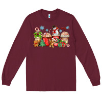 Burgundy christmas coffee cups Long Sleeve Tee - Zillion Design Studio