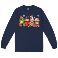 Navy christmas coffee cups Long Sleeve Tee - Zillion Design Studio