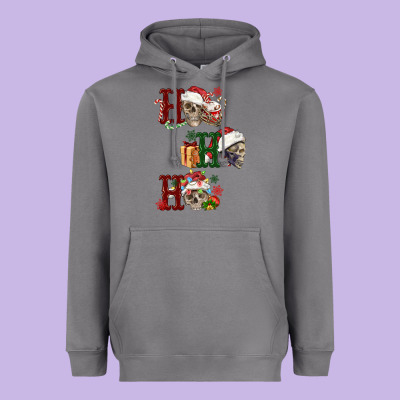 Ho Ho Ho Skull Heavyweight Hoodie Designed By Fadigitalartstudio