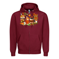 Burgundy fall nurse coffee cups Zipper Hoodie - texasbilliewilder