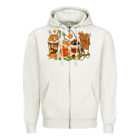 Oatmeal Heather fall nurse coffee cups Zipper Hoodie - texasbilliewilder