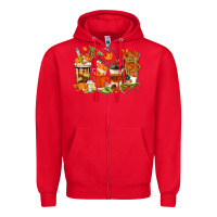 Red fall nurse coffee cups Zipper Hoodie - texasbilliewilder
