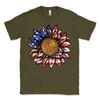 Army Green 4th of july sunflower Classic Tee - texasbilliewilder