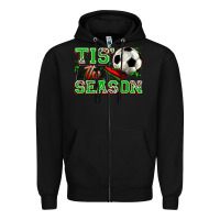Black tis' the season soccer Zipper Hoodie - Zillion Design Studio