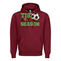 Burgundy tis' the season soccer Zipper Hoodie - Zillion Design Studio