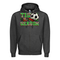 Charcoal Heather tis' the season soccer Zipper Hoodie - Zillion Design Studio