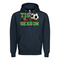 Navy tis' the season soccer Zipper Hoodie - Zillion Design Studio