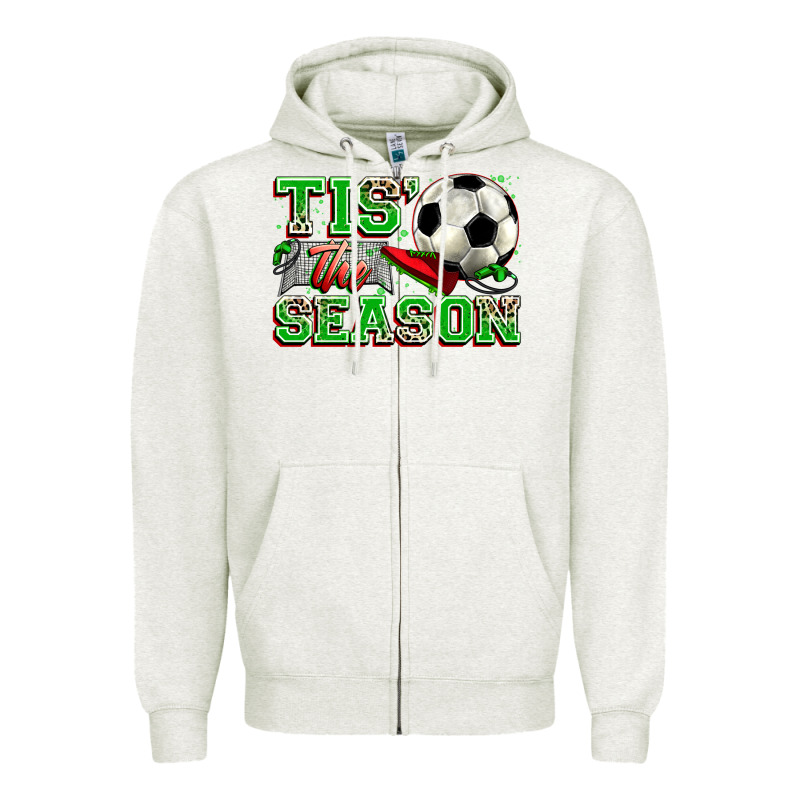 Tis' The Season Soccer Zipper Hoodie by Zillion Design Studio | Teevron