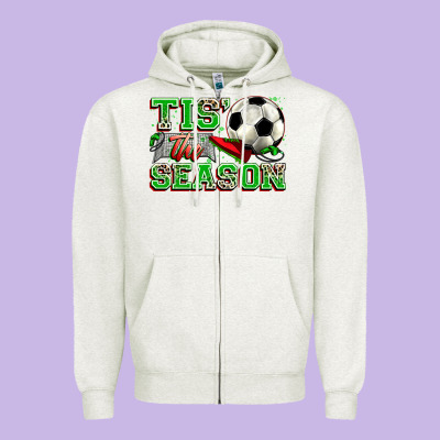 Tis' The Season Soccer Zipper Hoodie Designed By Zillion Design Studio