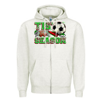 Oatmeal Heather tis' the season soccer Zipper Hoodie - Zillion Design Studio