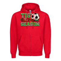 Red tis' the season soccer Zipper Hoodie - Zillion Design Studio