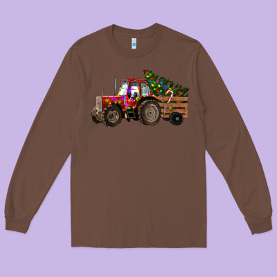 Long Sleeve Tee Christmas Farm Tractor