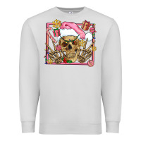 Dove Grey pink christmas skeleton Premium Sweatshirt - AdoDesignShop