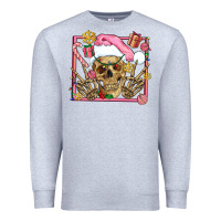 Heather Grey pink christmas skeleton Premium Sweatshirt - AdoDesignShop